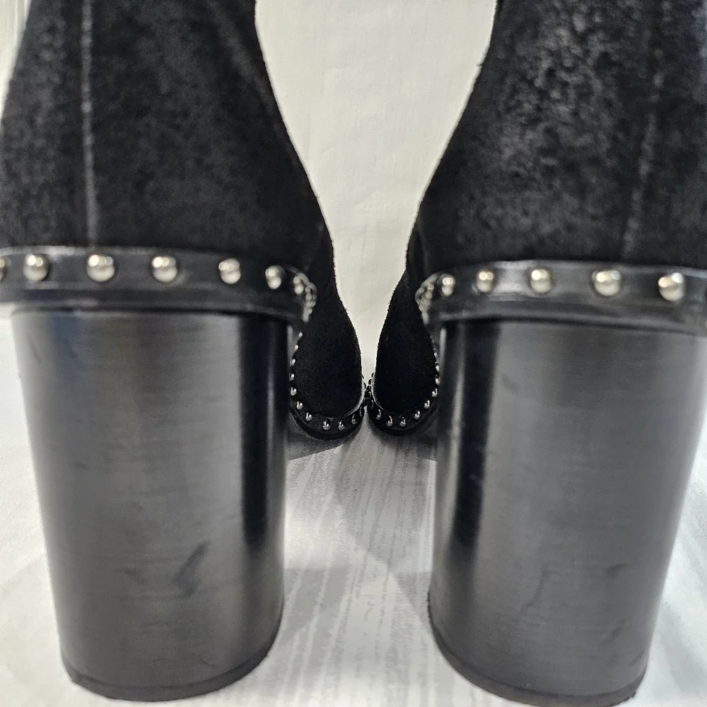 Rag & Bone Romi Black Suede Studded Chelsea Booties Size 39